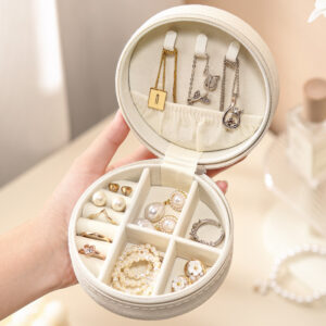 white round pu leather jewelry box