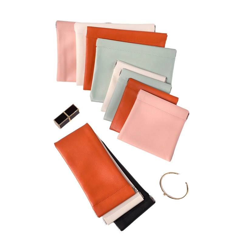 custom PU leather squeeze pocket jewelry pouch