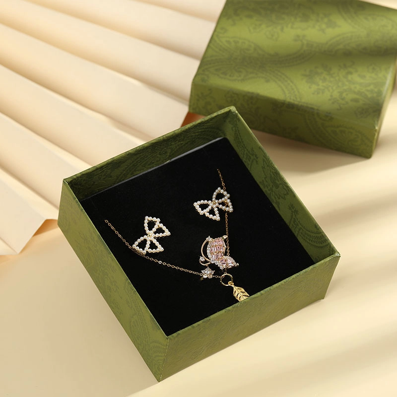 Custom Green Pattern Lid and Base Jewelry Box