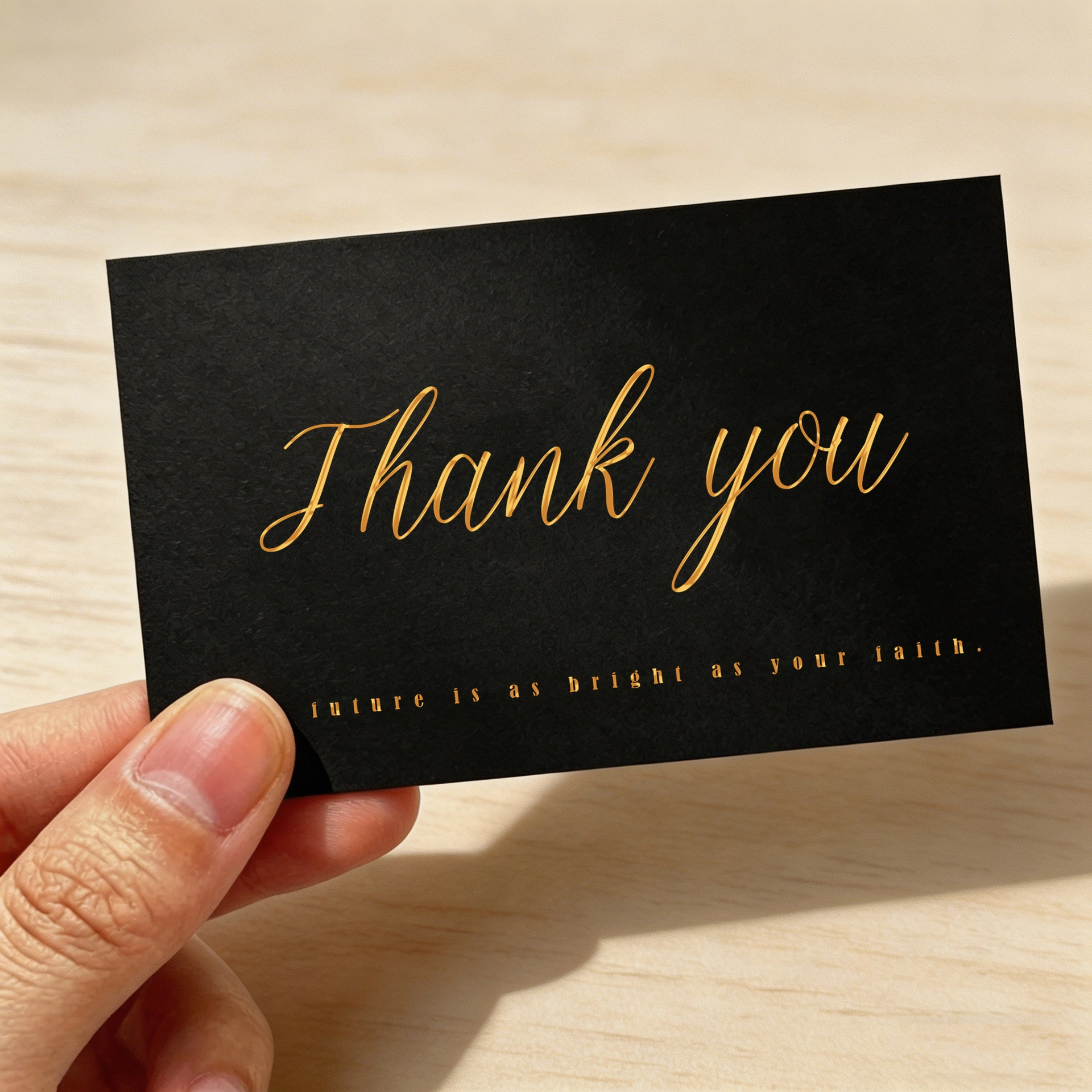 Custom Black Thank You Cards with Color Printing